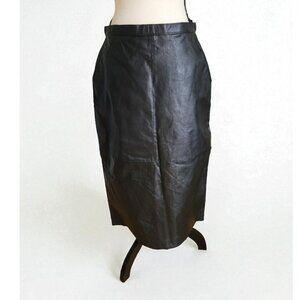 Vintage Faux Leather Midi Skirt